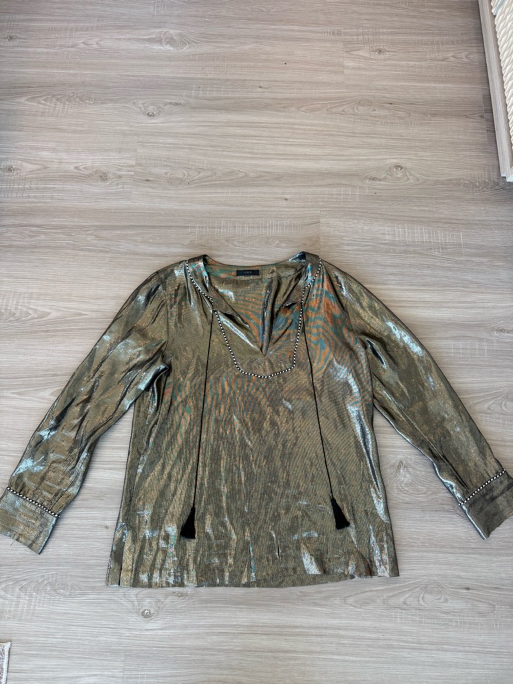 J. Crew Metallic Bronze Collared Shirt Jacket